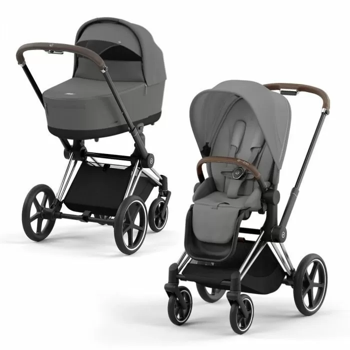 Коляска 2 в 1 Cybex Priam IV шасси Chrome Brown, Mirage Grey
