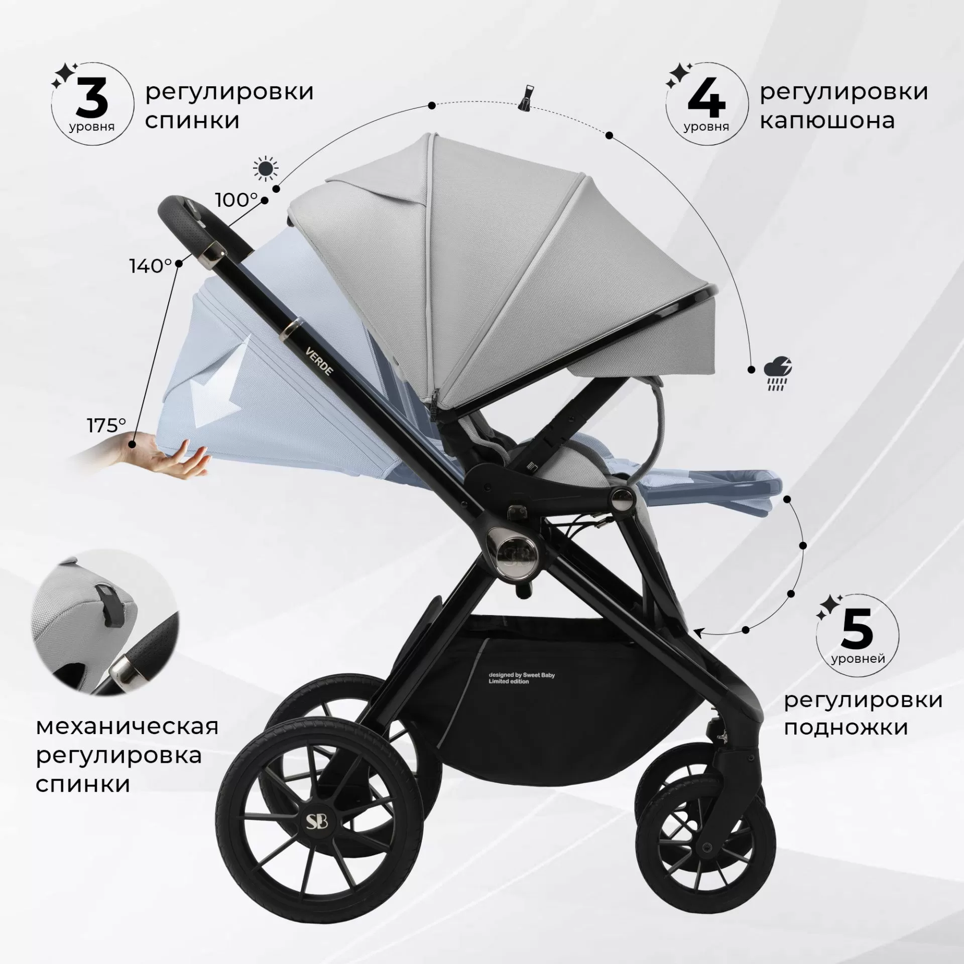Коляска Sweet Baby Verde Grey