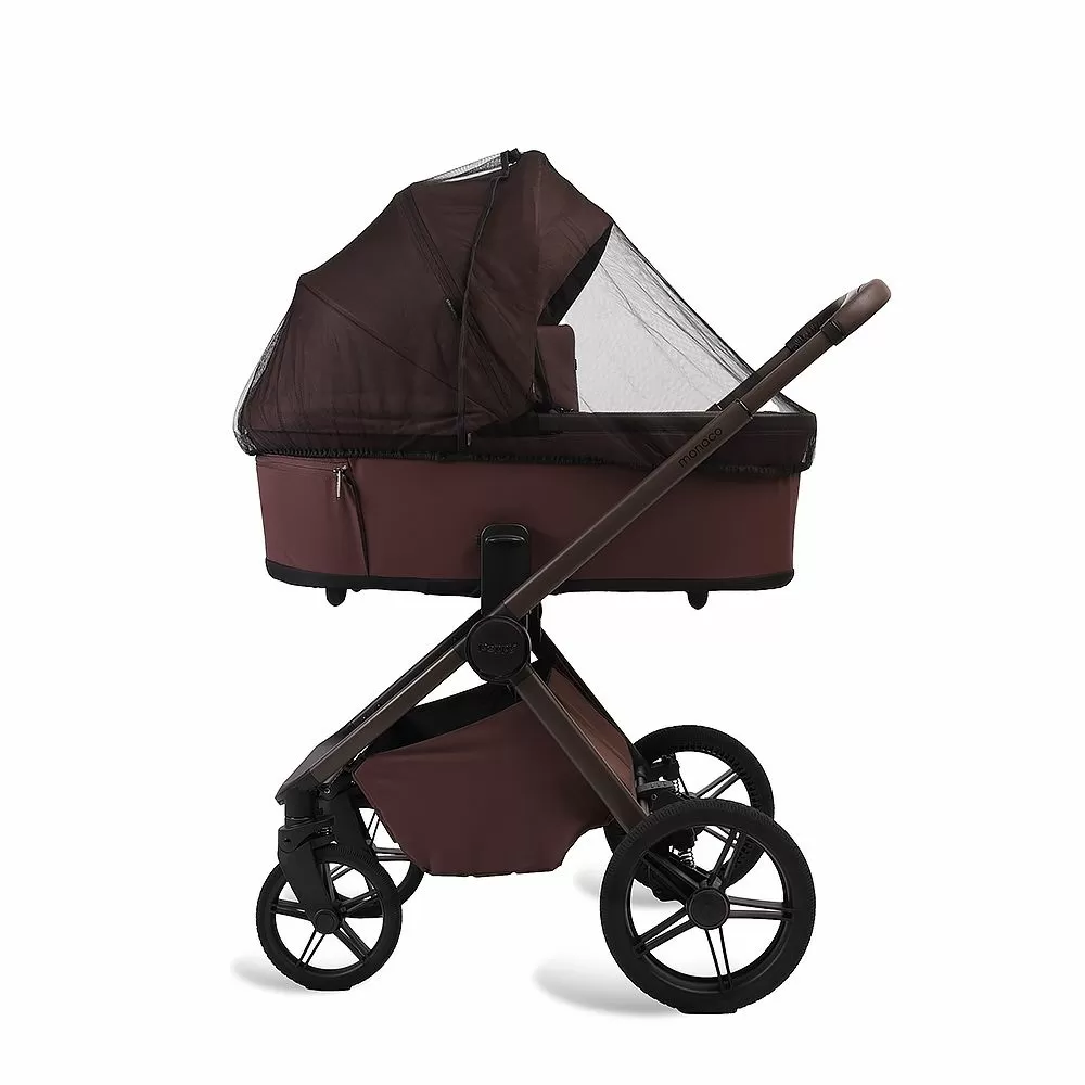 Коляска 2в1 Peppy Monaco Plus Burgundy (винный), рама коричневая