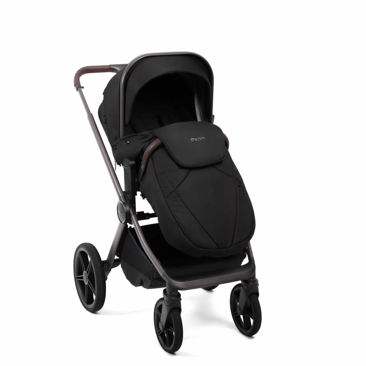 Коляска 2в1 Peppy Monaco Thermo Black (рама серо-коричневая)