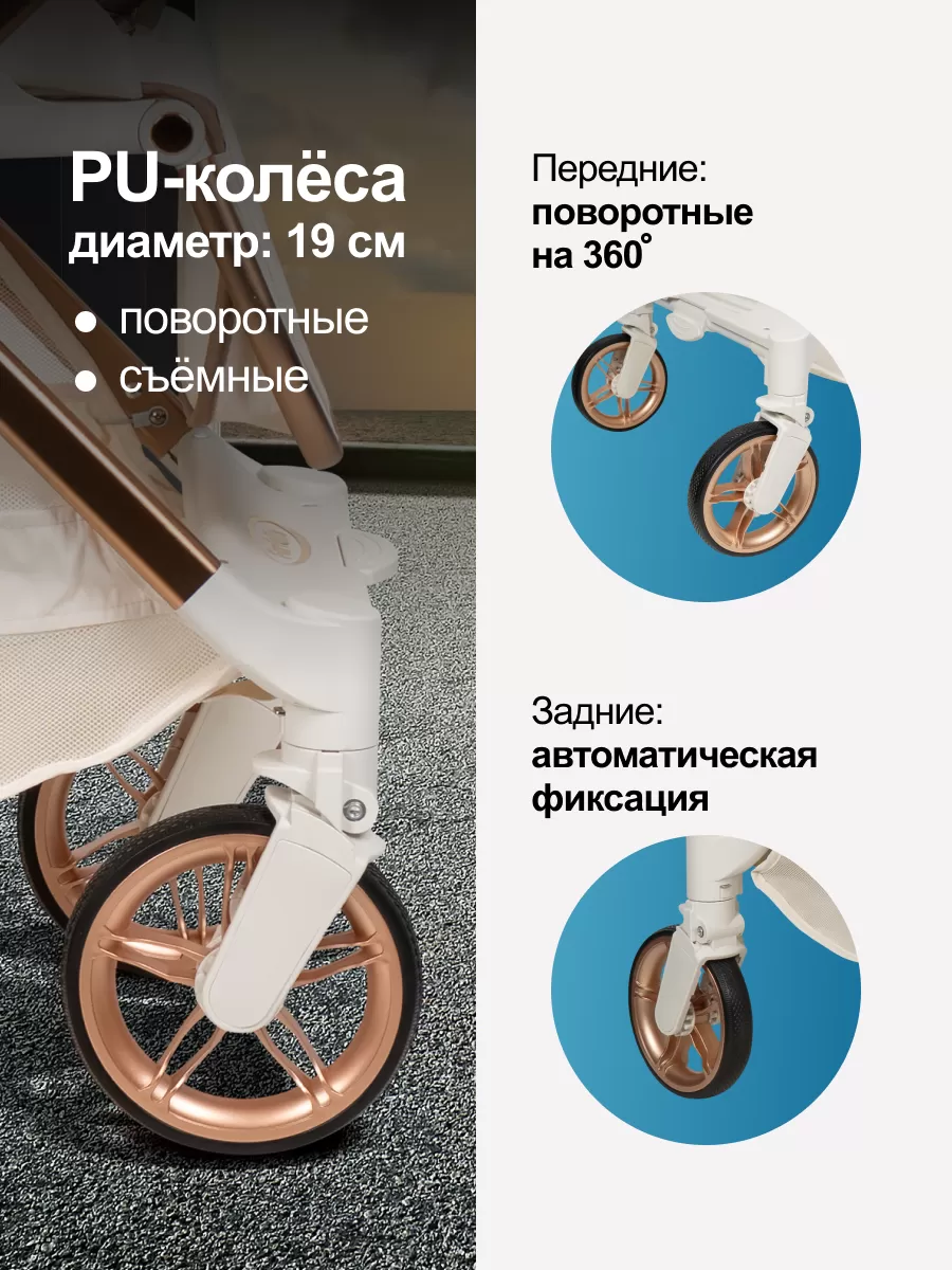 Коляска прогулочная детская Olivia, с перекидной ручкой бежевый