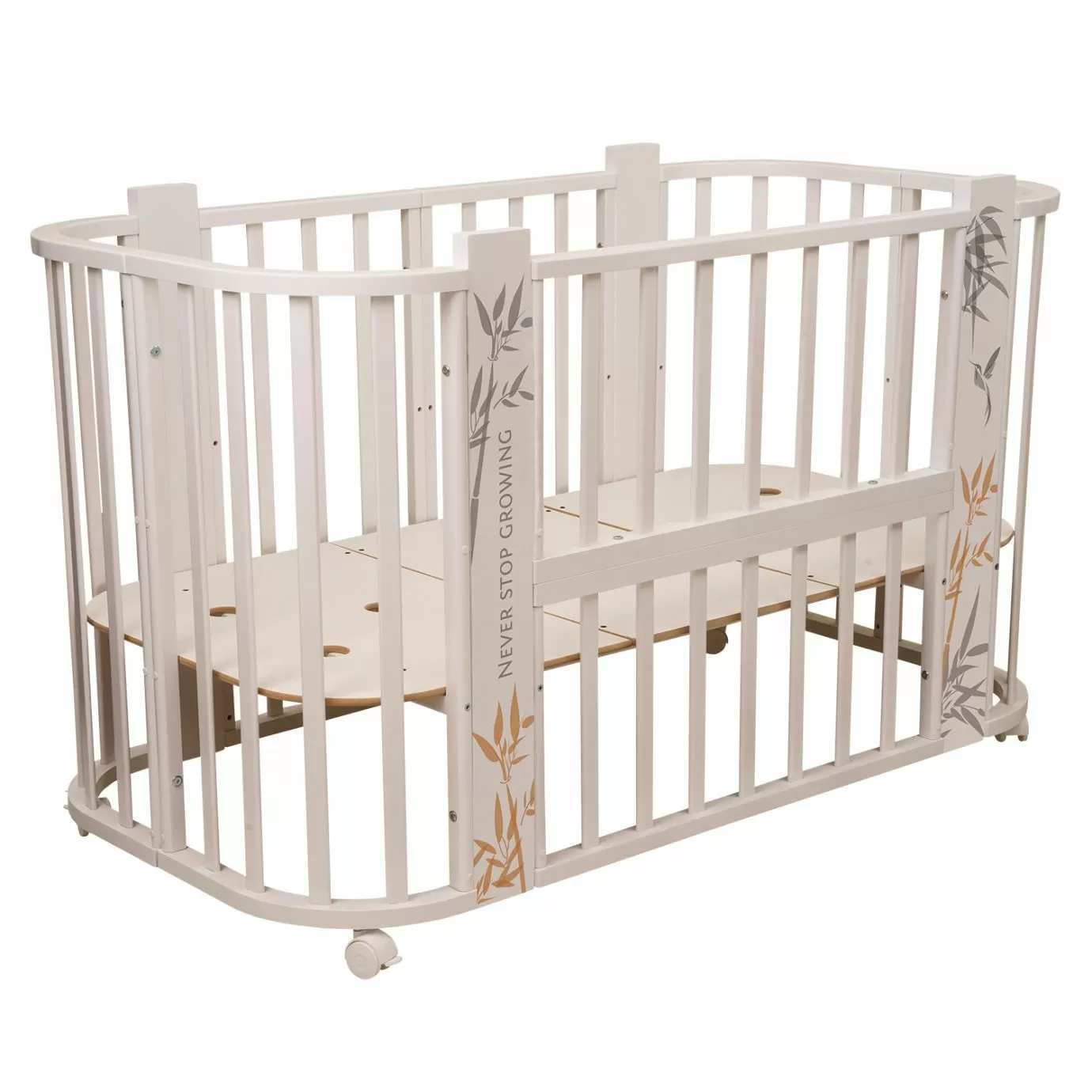 Кровать детская "Indigo "Green Line" 5 в 1 с поперечным маятником бамбук