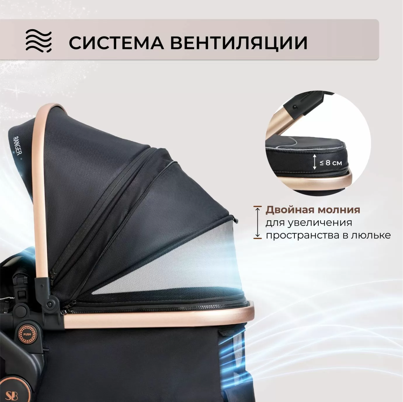 Коляска-трансформер 2в1 Ranger Black Gold