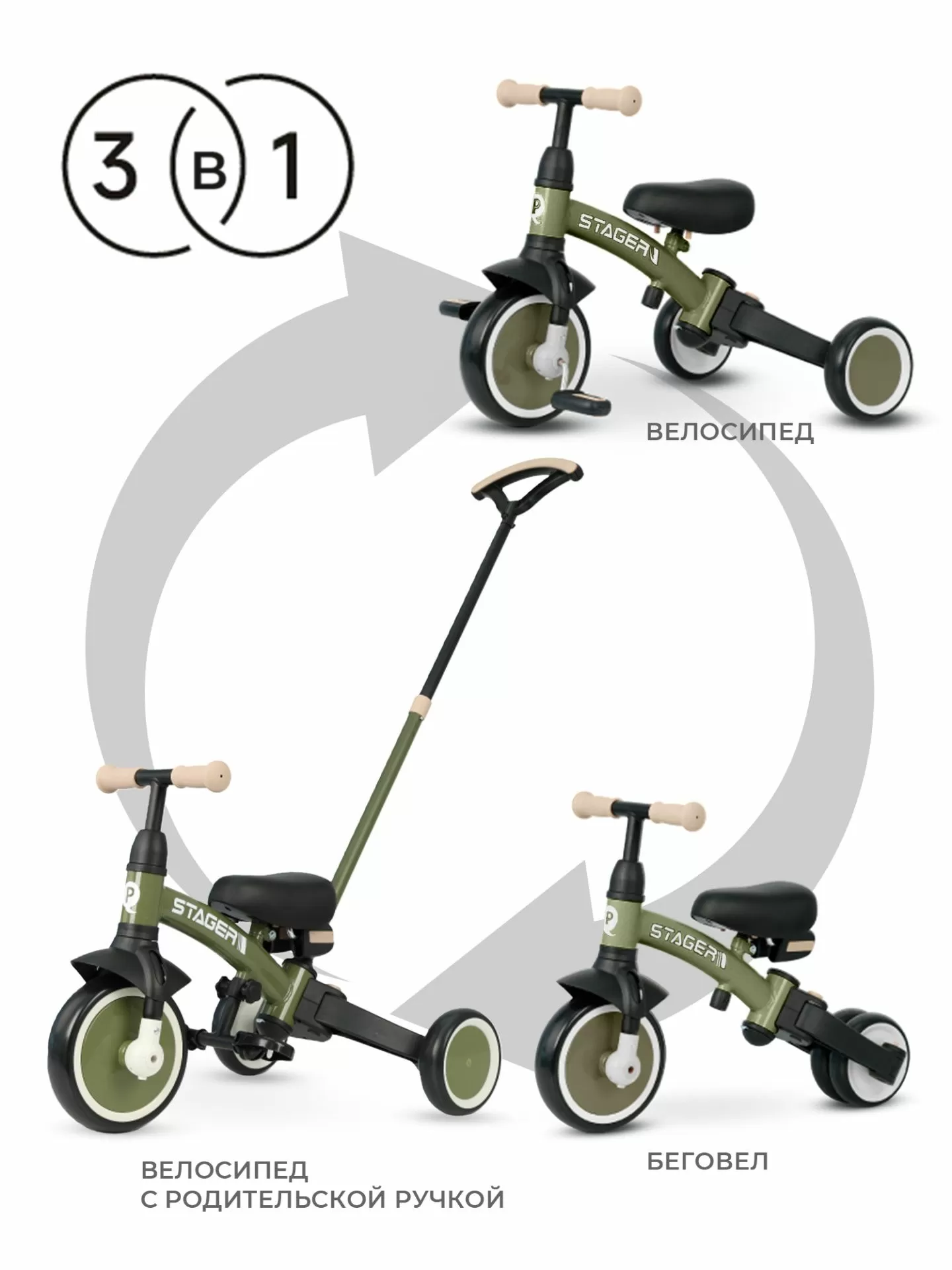 Велосипед трехколесный Qplay T80 Stager Dark Green