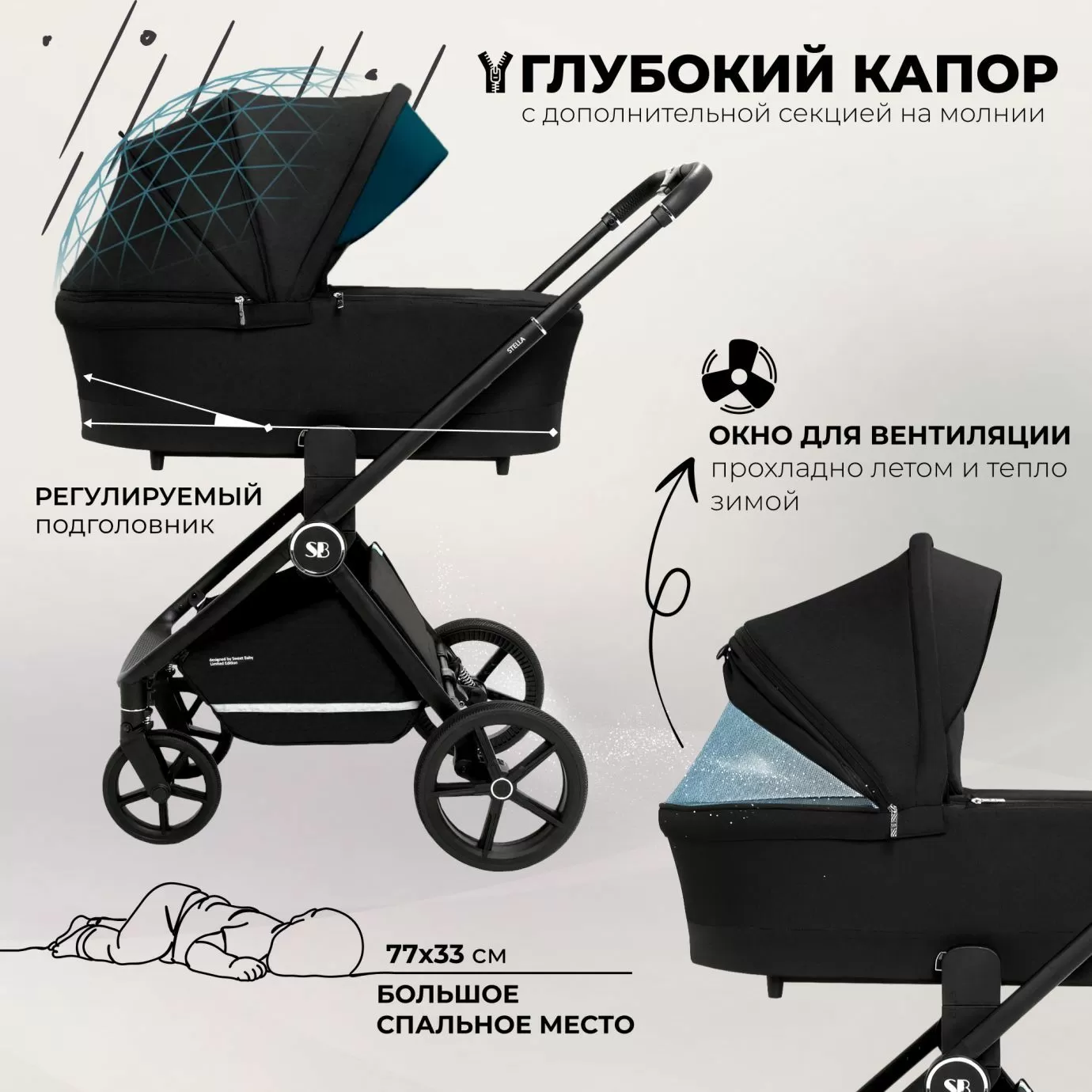 Коляска Sweet Baby Stella Black