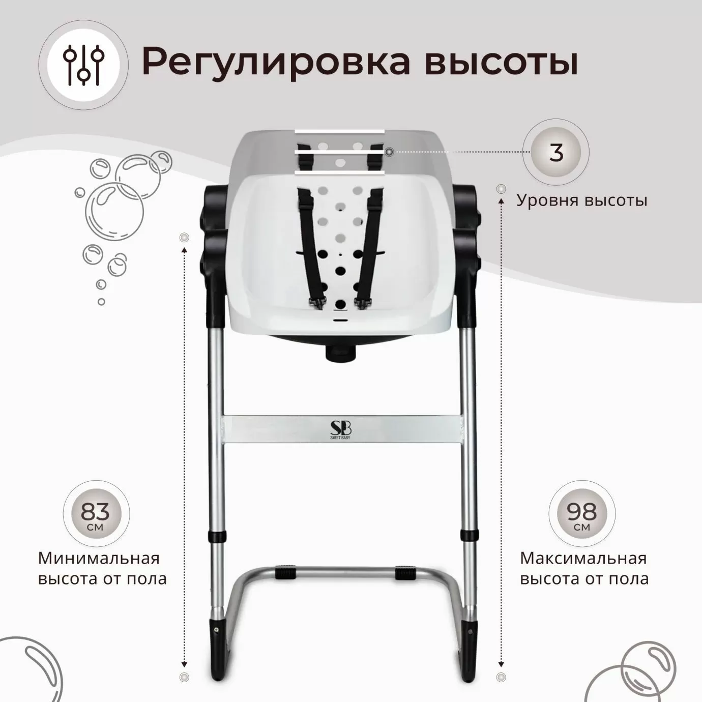 Ванночка - стульчик для купания 2в1+ Charli Chair White