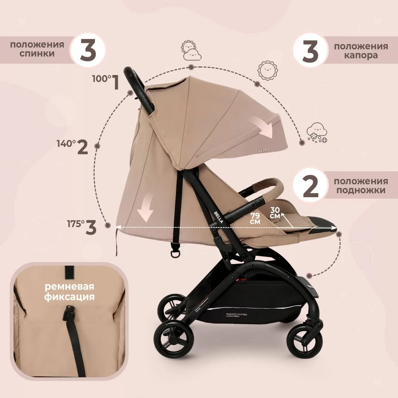 Прогулочная коляска Sweet Baby Bella Beige