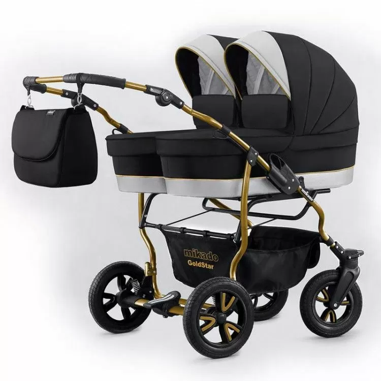 Коляска для двойни MIKADO TWEEN Delux gold