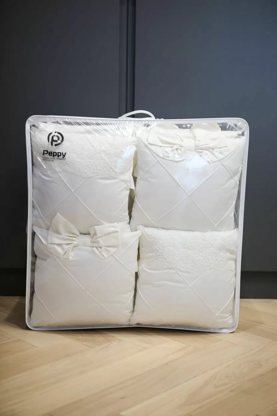 Комплект 17 предметов ""Classico" молочный сатин / кружево"