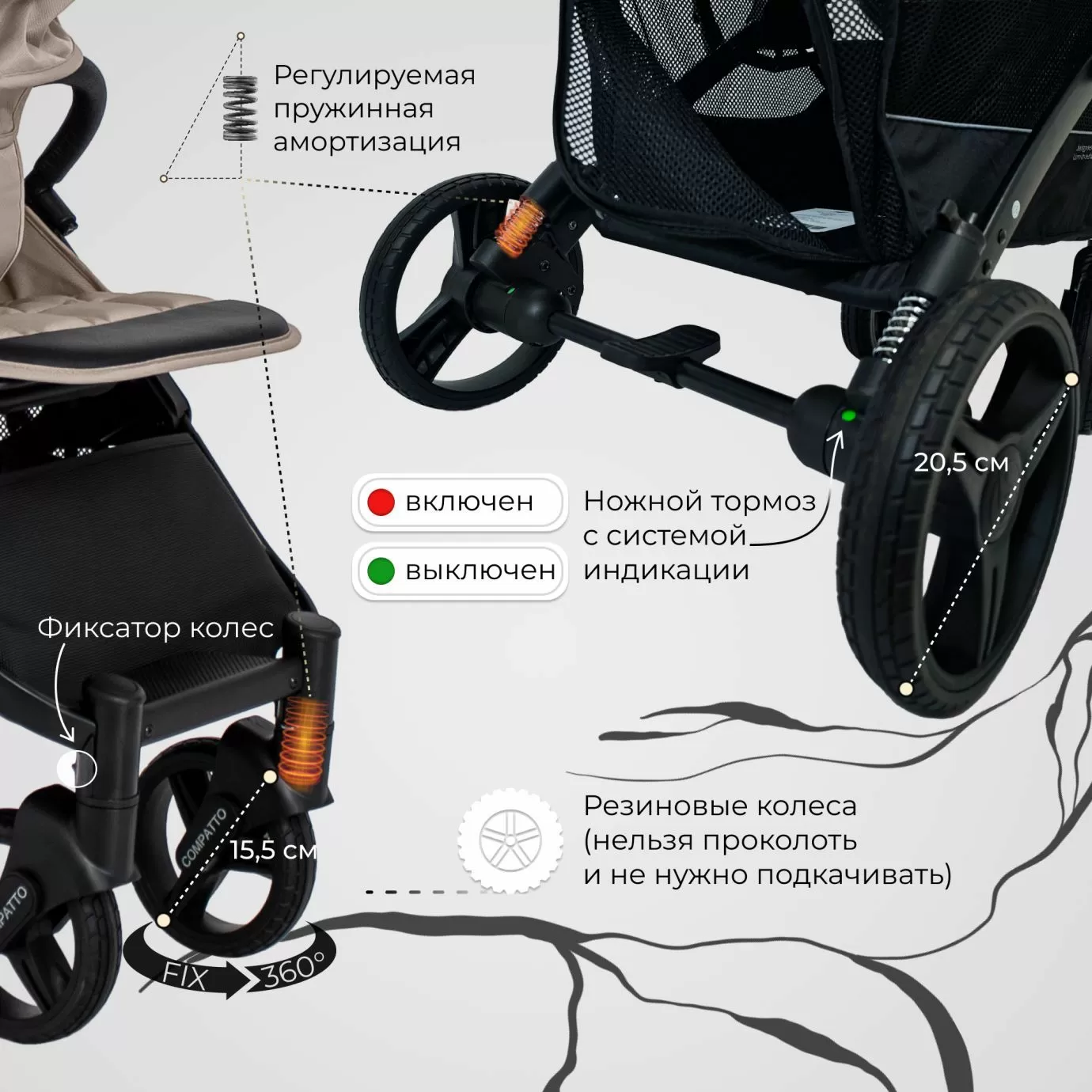 Прогулочная коляска Sweet Baby Compatto Beige