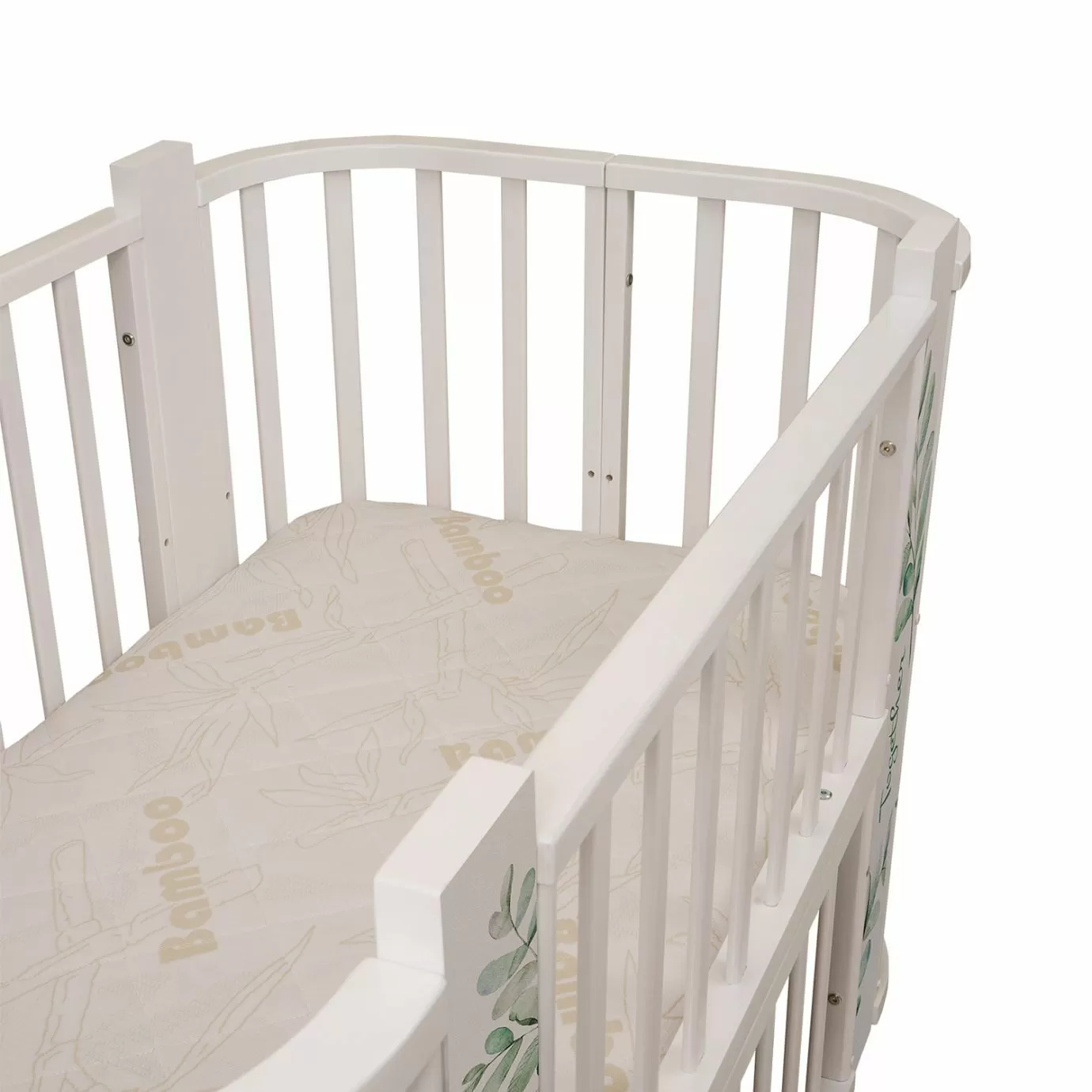 Кровать детская "Indigo "Green Line" 5 в 1 с поперечным маятником листочки