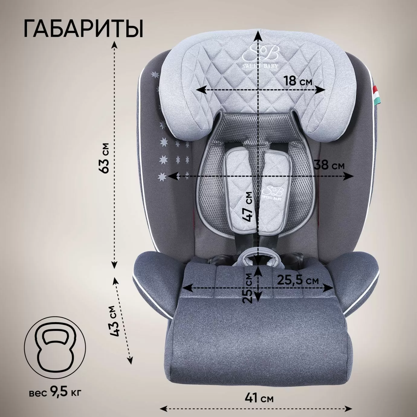 Автокресло группа 0123 (0-36) Fortuna 360 SPS Isofix Grey