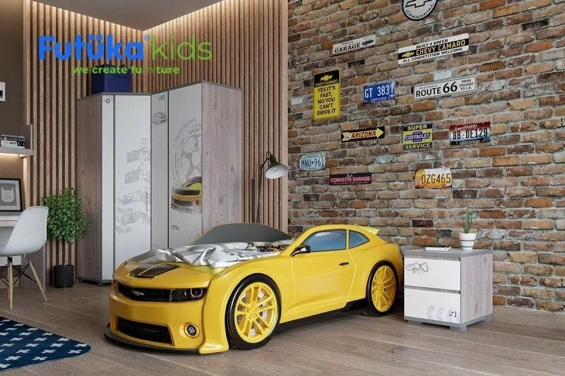 Кровать машина объемная (3d) EVO "Camaro" желтый