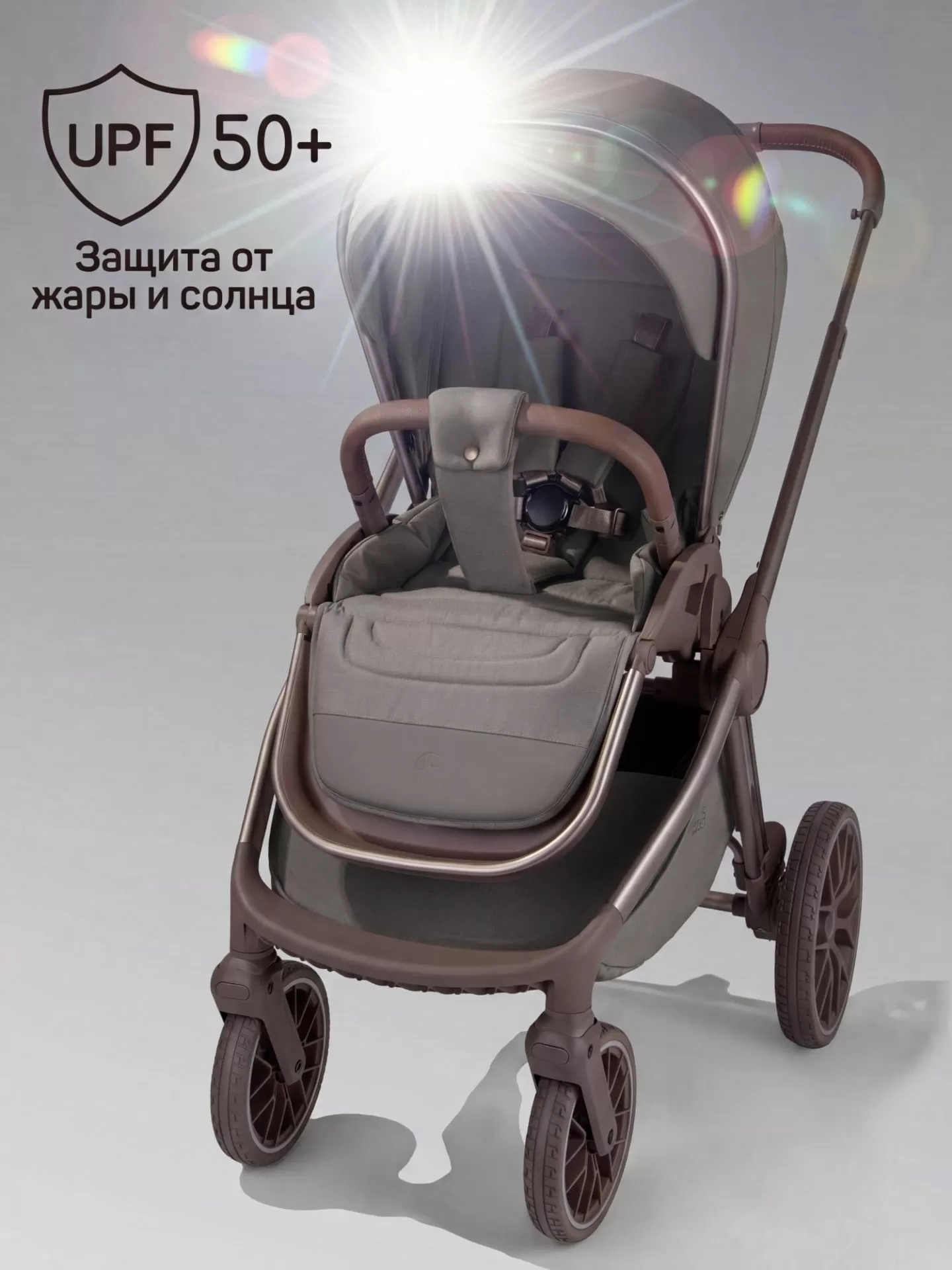 Коляска детская из экокожи 2в1 Motus Premium Ecco Exclusive, серый