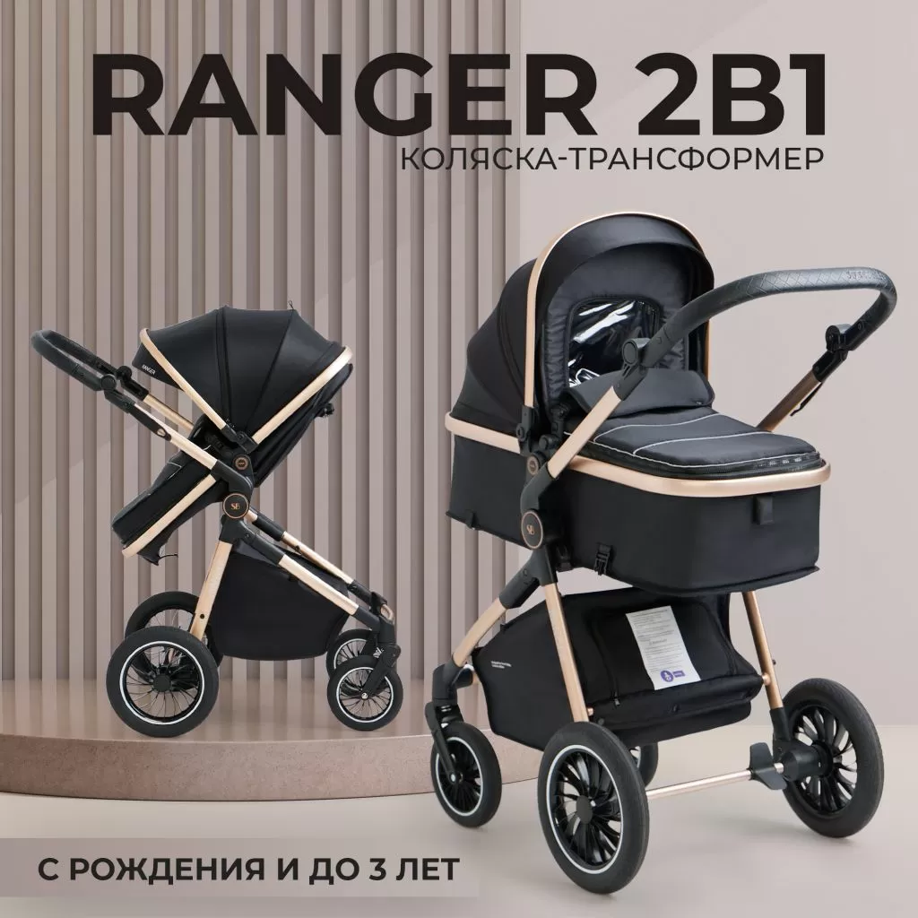 Коляска-трансформер 2в1 Ranger Black Gold