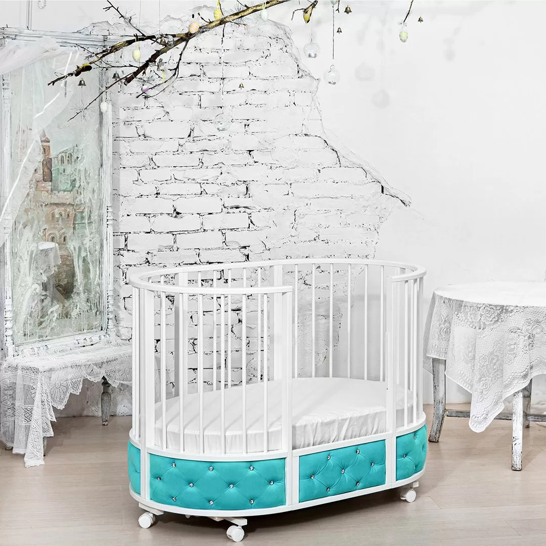 Круглая кроватка EVA «VIP», декор бархат