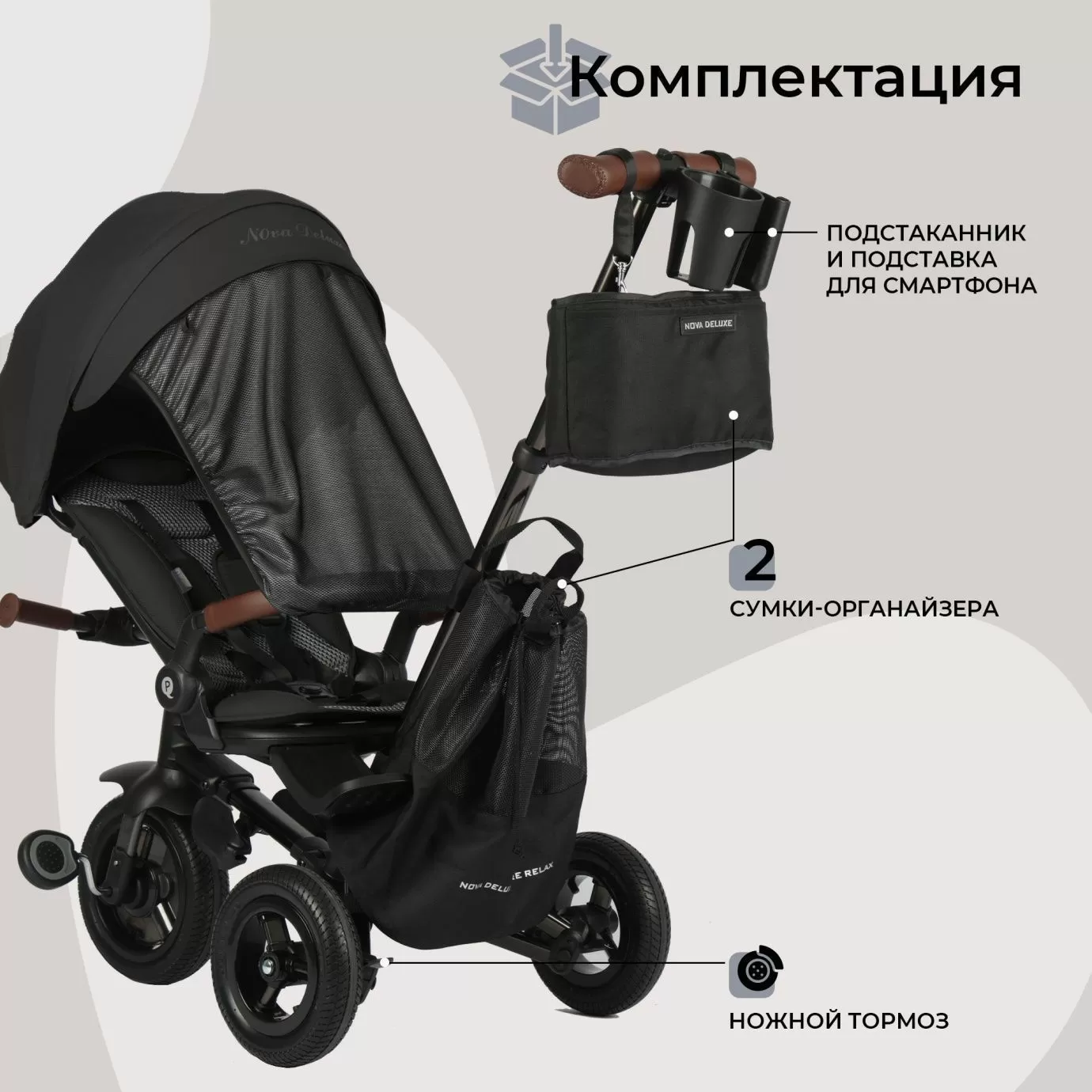 Велосипед трехколесный Qplay S702 NOVA DELUXE Black (Lux/Black)