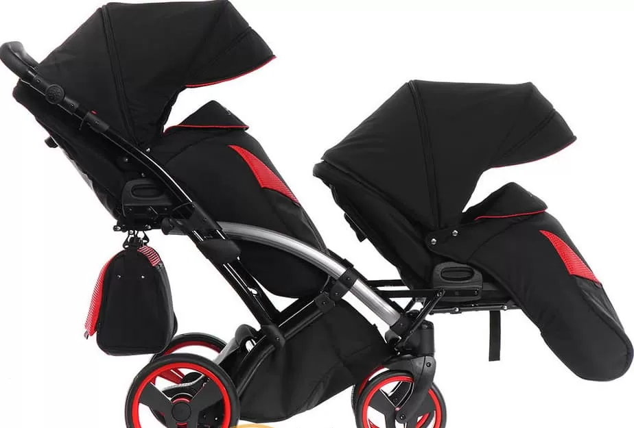 Коляска для двойни JUNAMA Diamond Special red DUO Slim