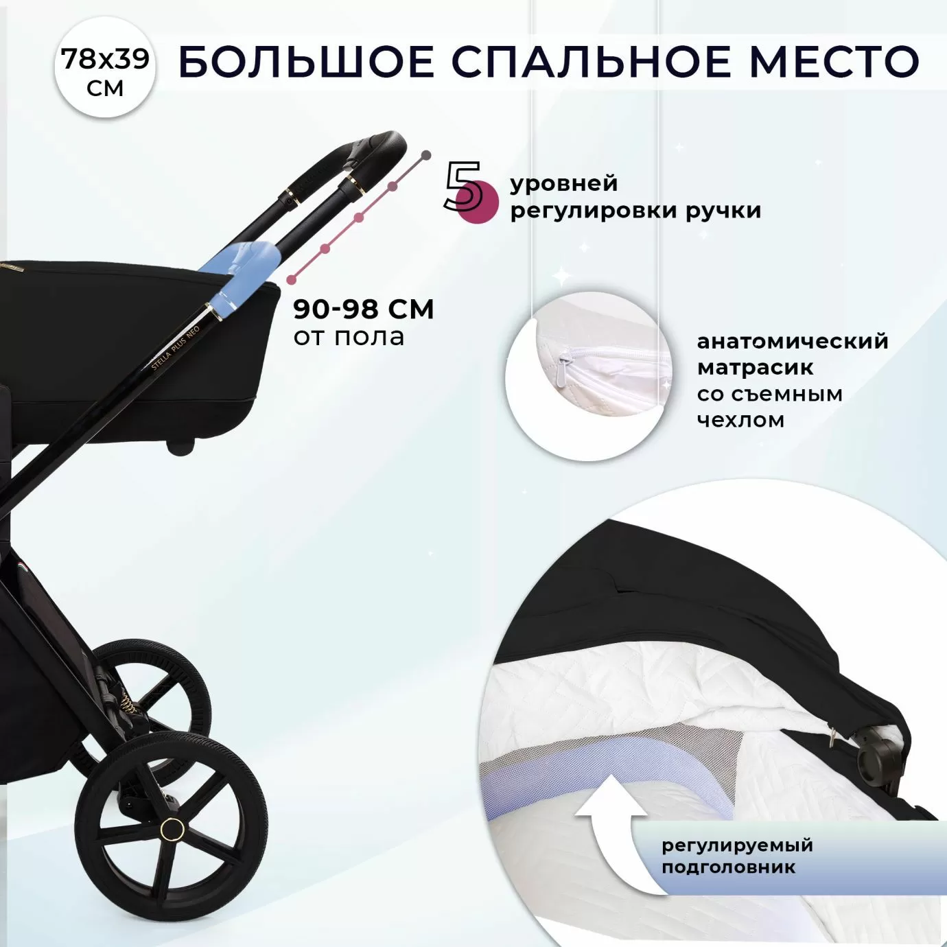 Коляска Sweet Baby Stella Plus Neo Black