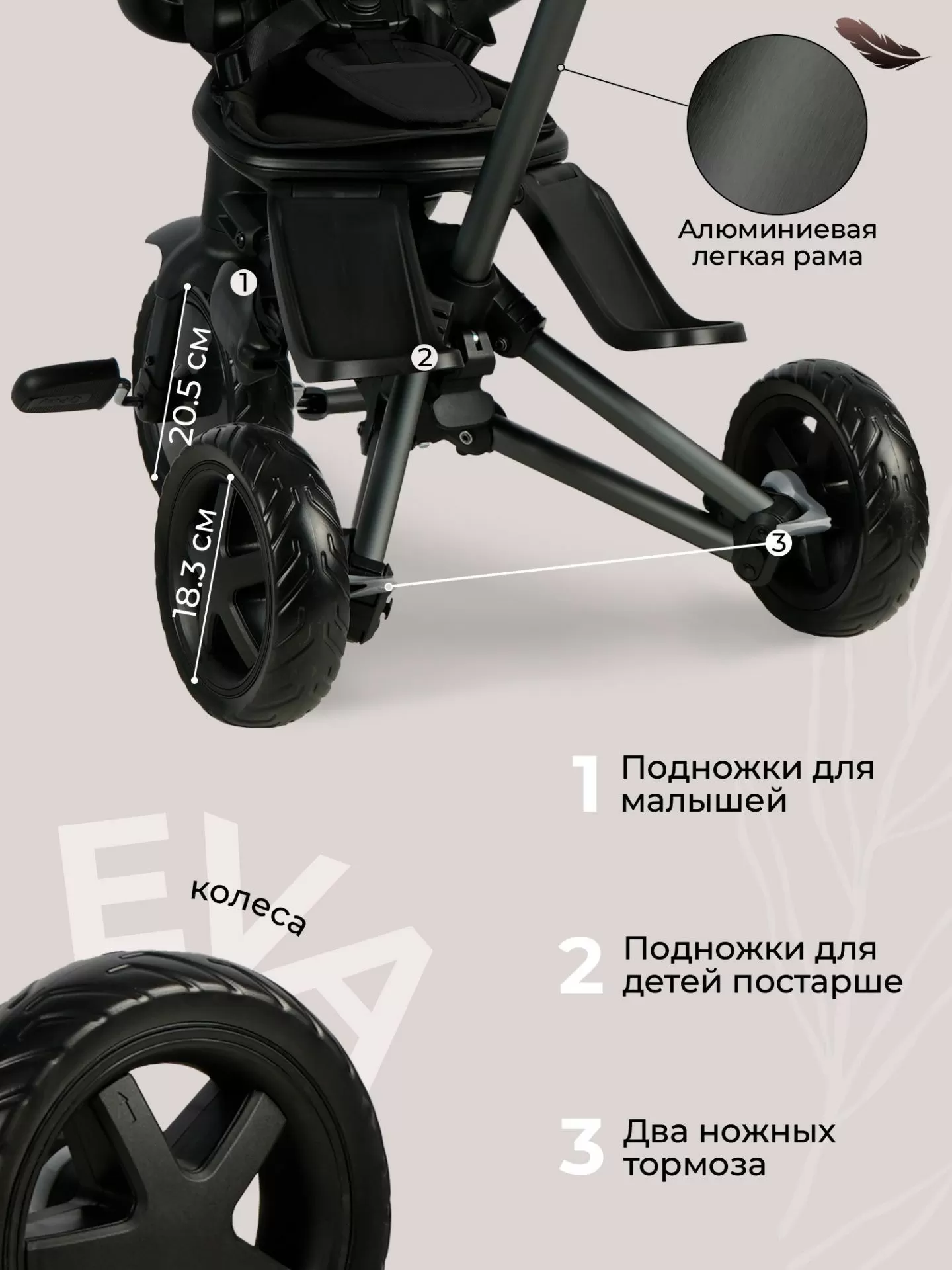 Велосипед трехколесный Qplay S700-16 Sprinter Black (EVA/Graphite)