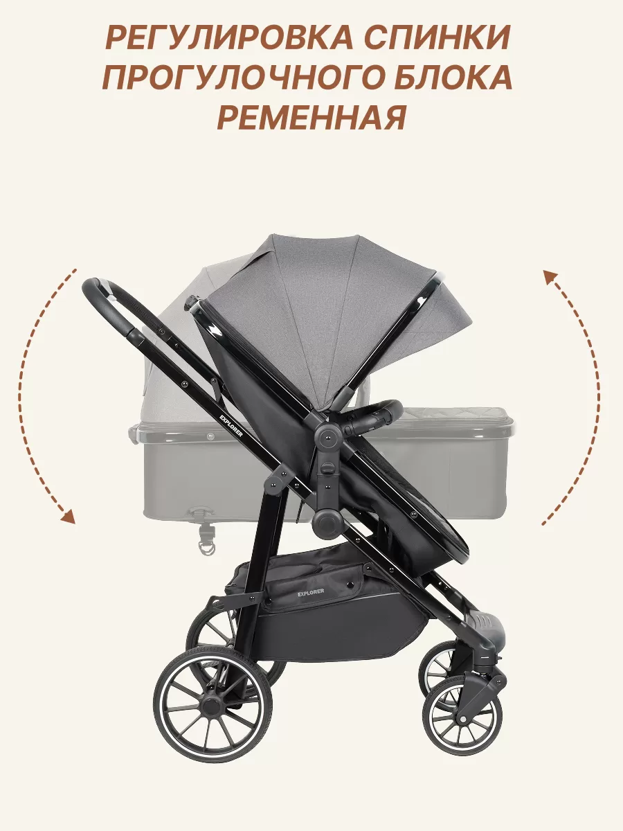 Коляска трансформер EXPLORER серый