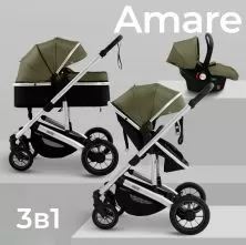 Коляска-трансформер Amare GL Olive (белая рама)