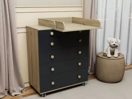 Комод Идеальный графит/дуб