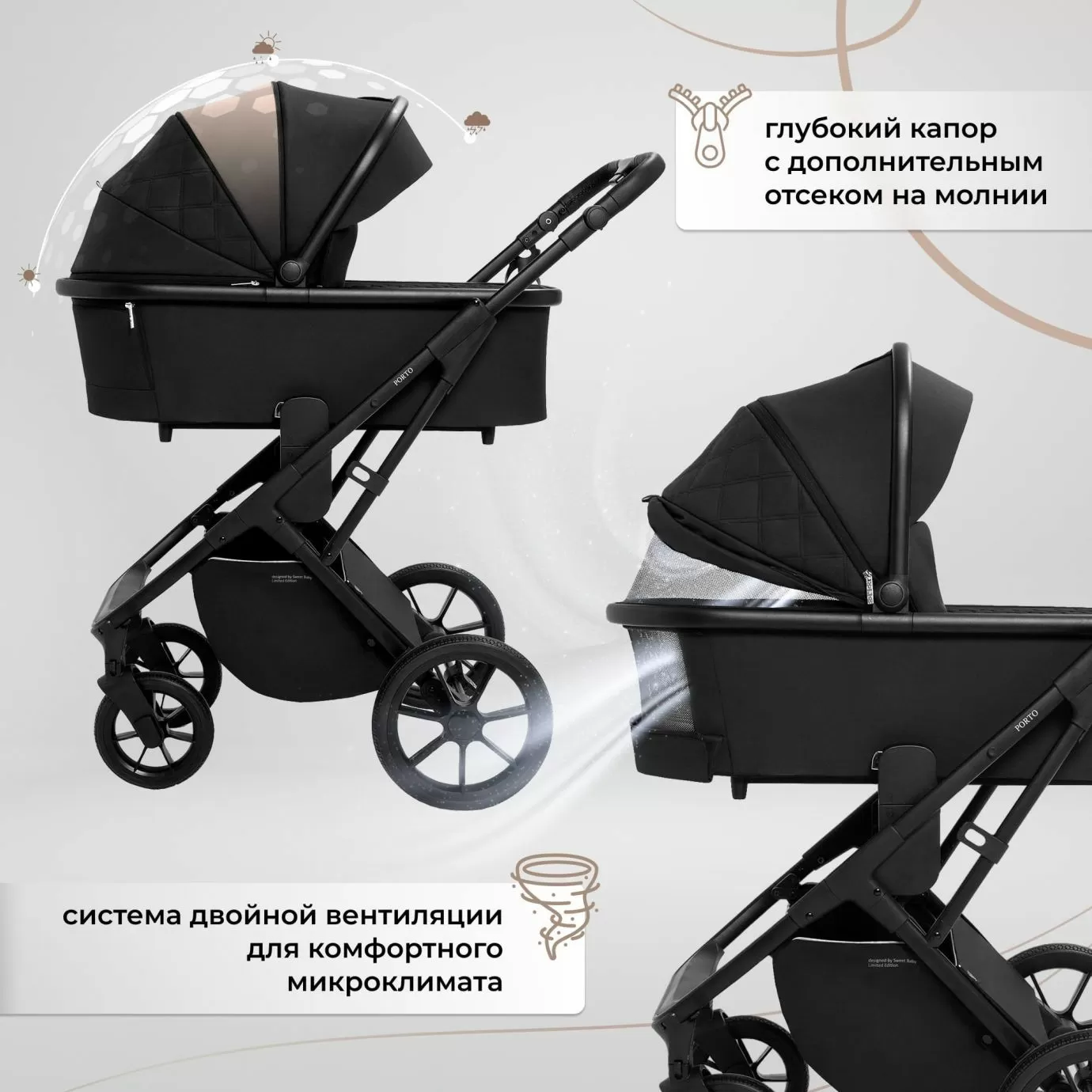 Коляска Sweet Baby Porto Black