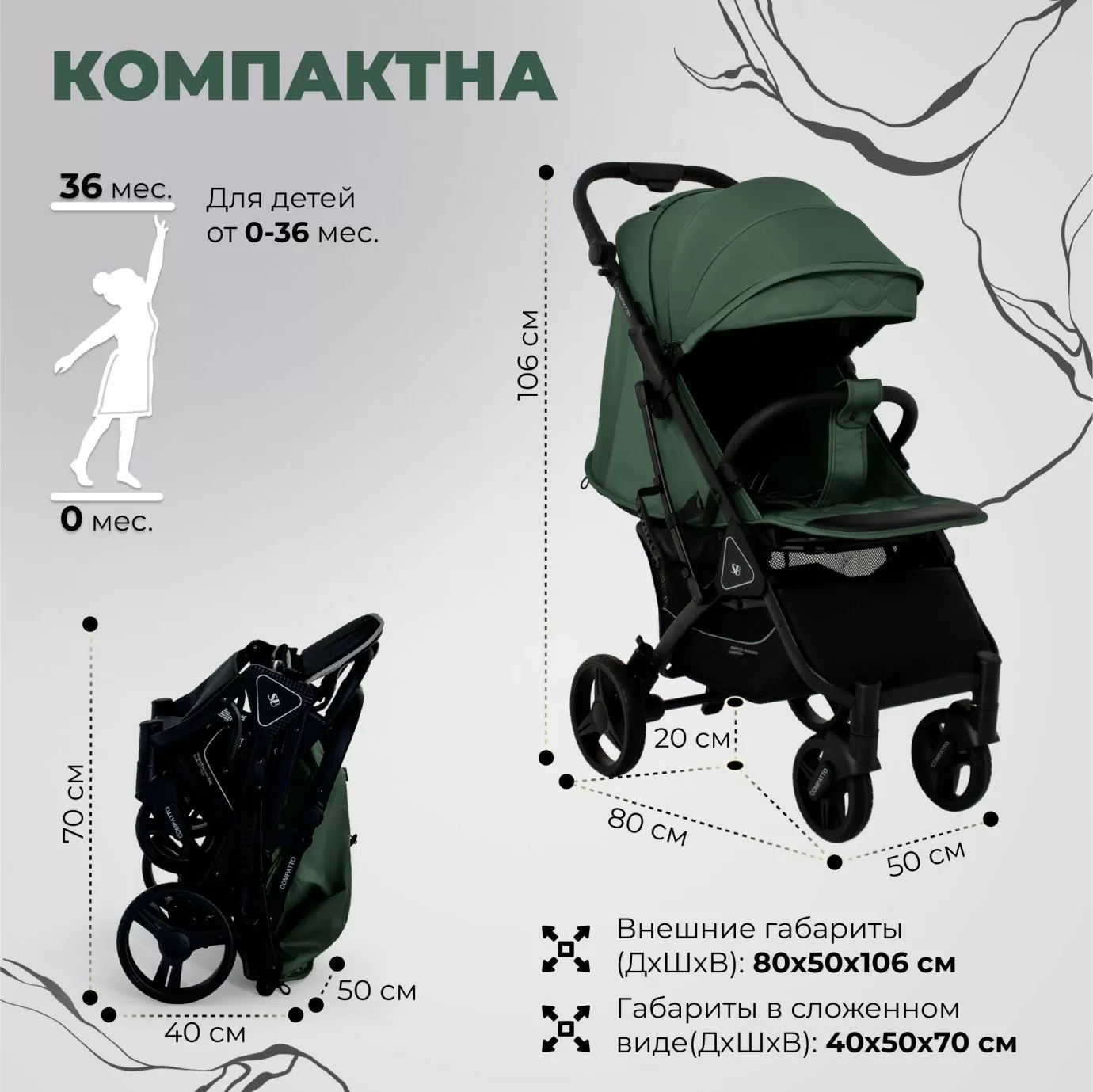 Прогулочная коляска Sweet Baby Compatto Green