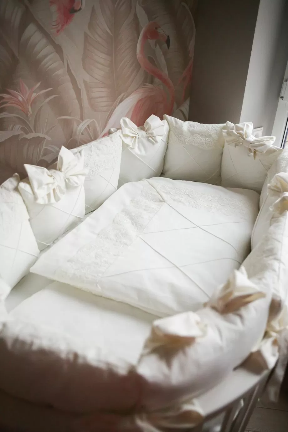 Комплект 17 предметов ""Classico" молочный сатин / кружево"