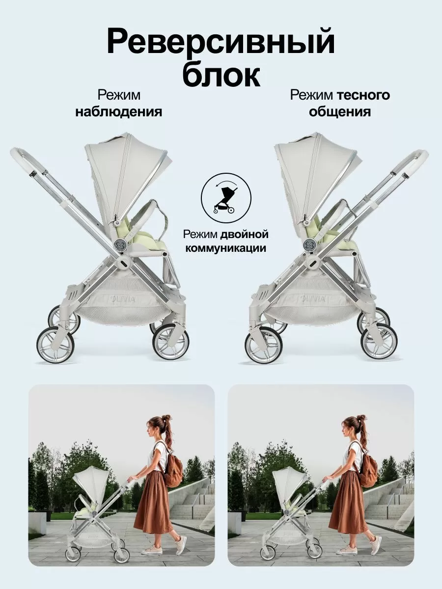 Коляска прогулочная детская Olivia, с перекидной ручкой серый