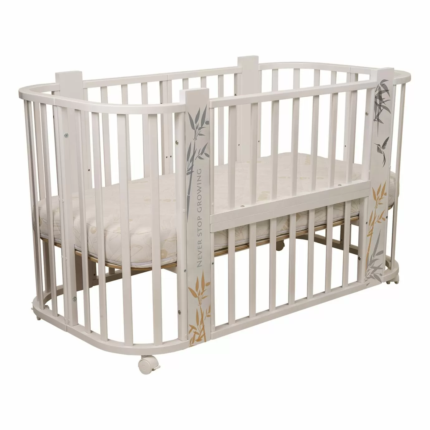 Кровать детская "Indigo "Green Line" 5 в 1 с поперечным маятником бамбук