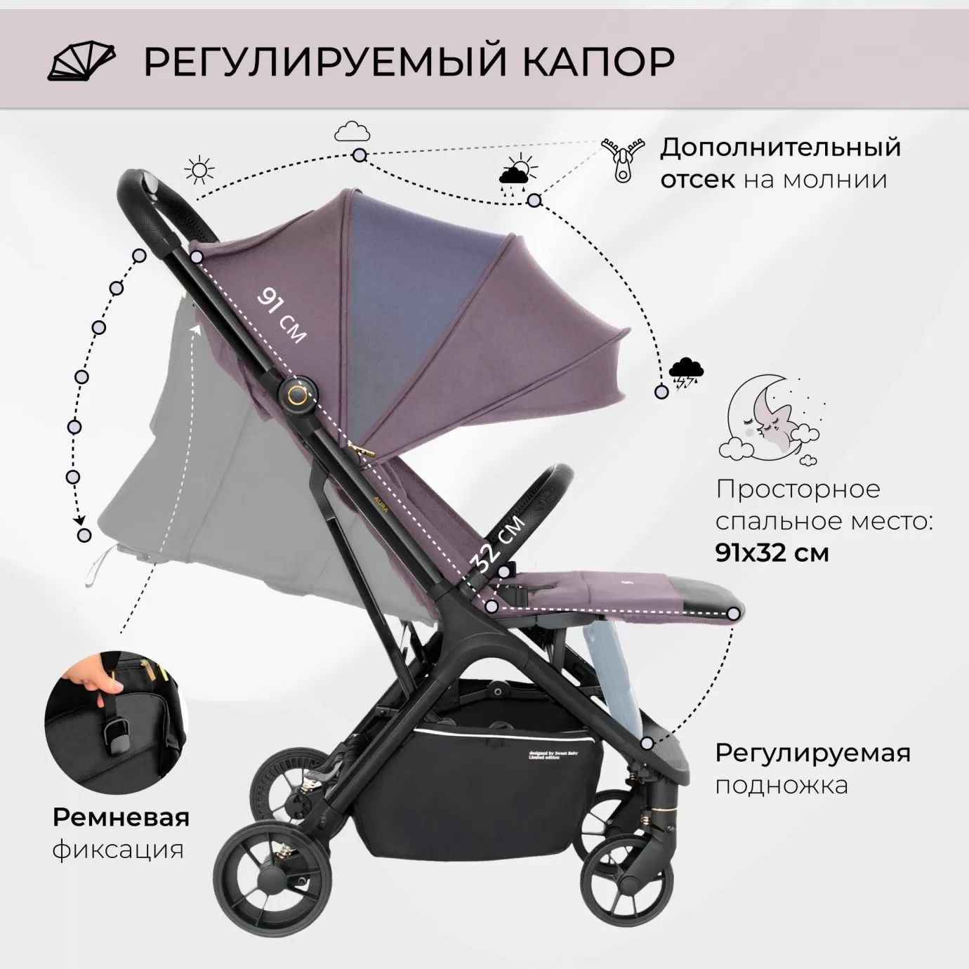 Прогулочная коляска Aura Rose