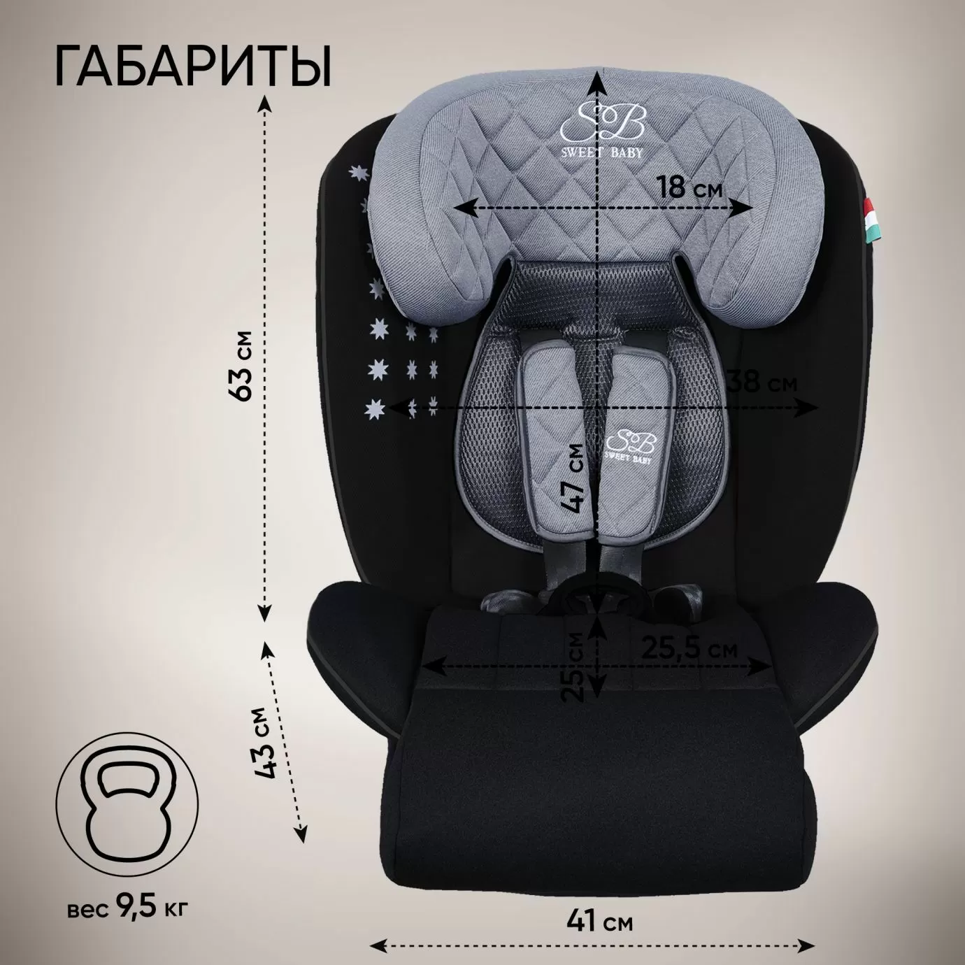 Автокресло группа 0123 (0-36) Fortuna 360 SPS Isofix Grey/Black