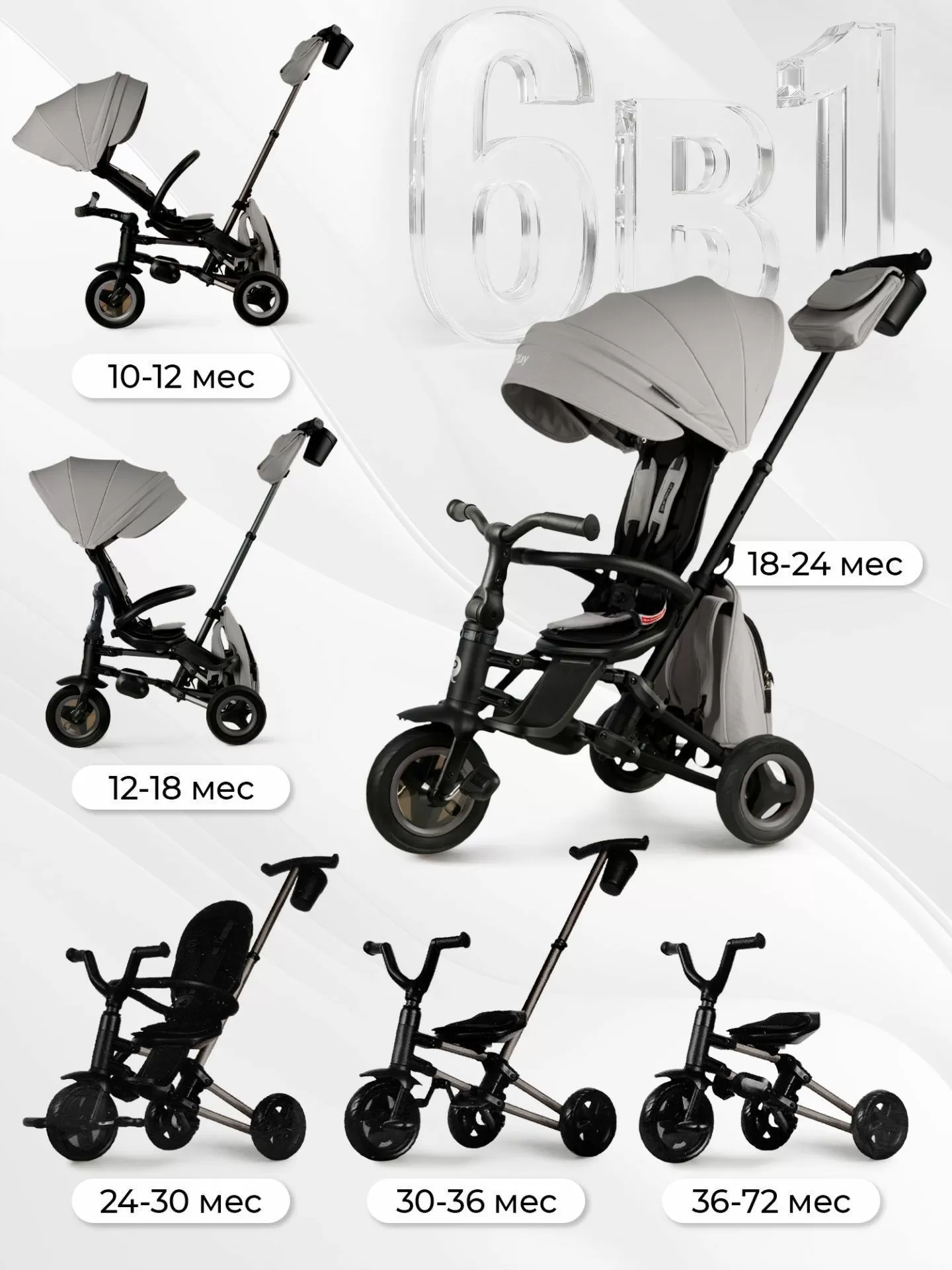 Велосипед трехколесный Qplay S700-17 SPRINTER (Rider) SL Grey (Rub/Graphite)