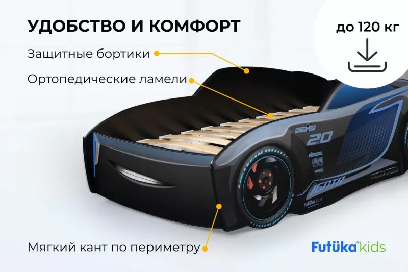 Кровать машина 160x80 Шторм