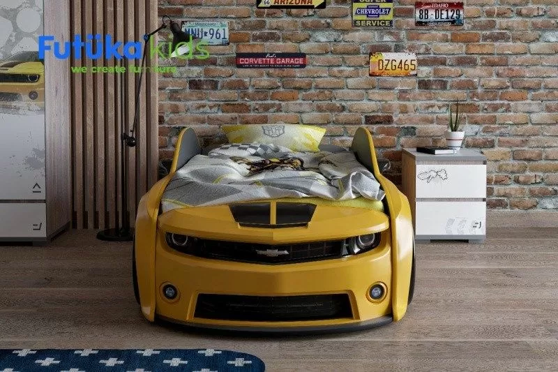 Кровать машина объемная (3d) EVO "Camaro" желтый