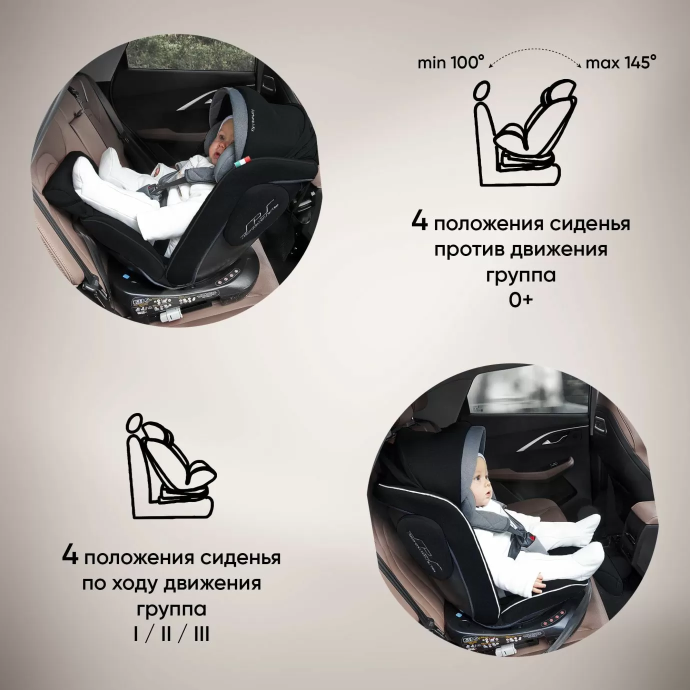 Автокресло группа 0123 (0-36) Fortuna 360 SPS Isofix Grey/Black