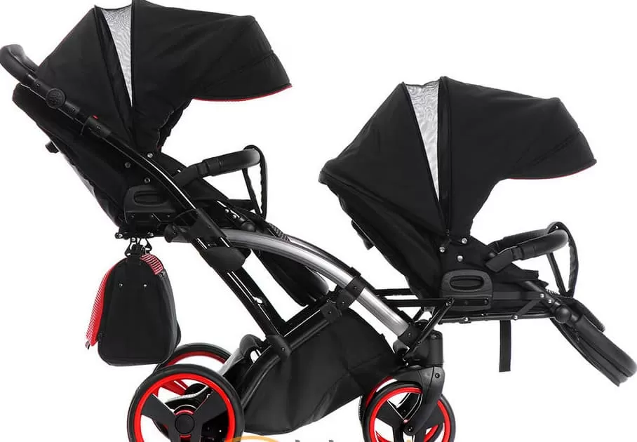 Коляска для двойни JUNAMA Diamond Special red DUO Slim