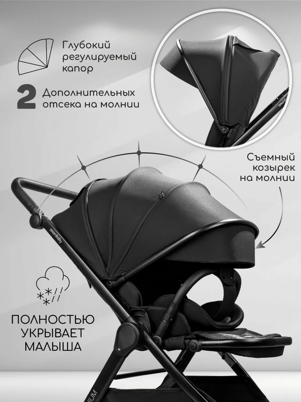 Прогулочная коляска с реверсивным блоком Somnium черная