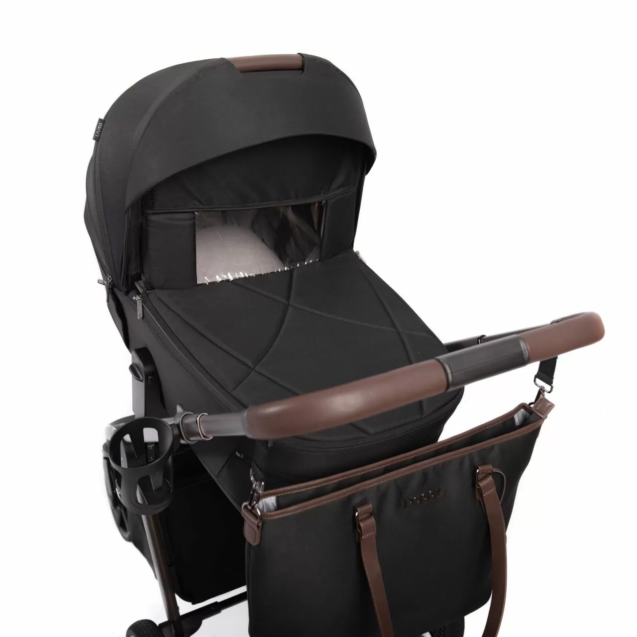 Коляска 2в1 Peppy Monaco Thermo Black (рама серо-коричневая)