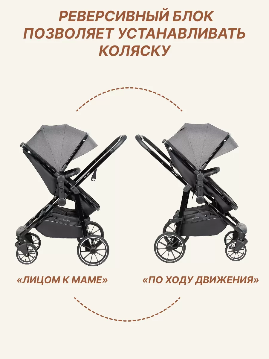 Коляска трансформер EXPLORER серый