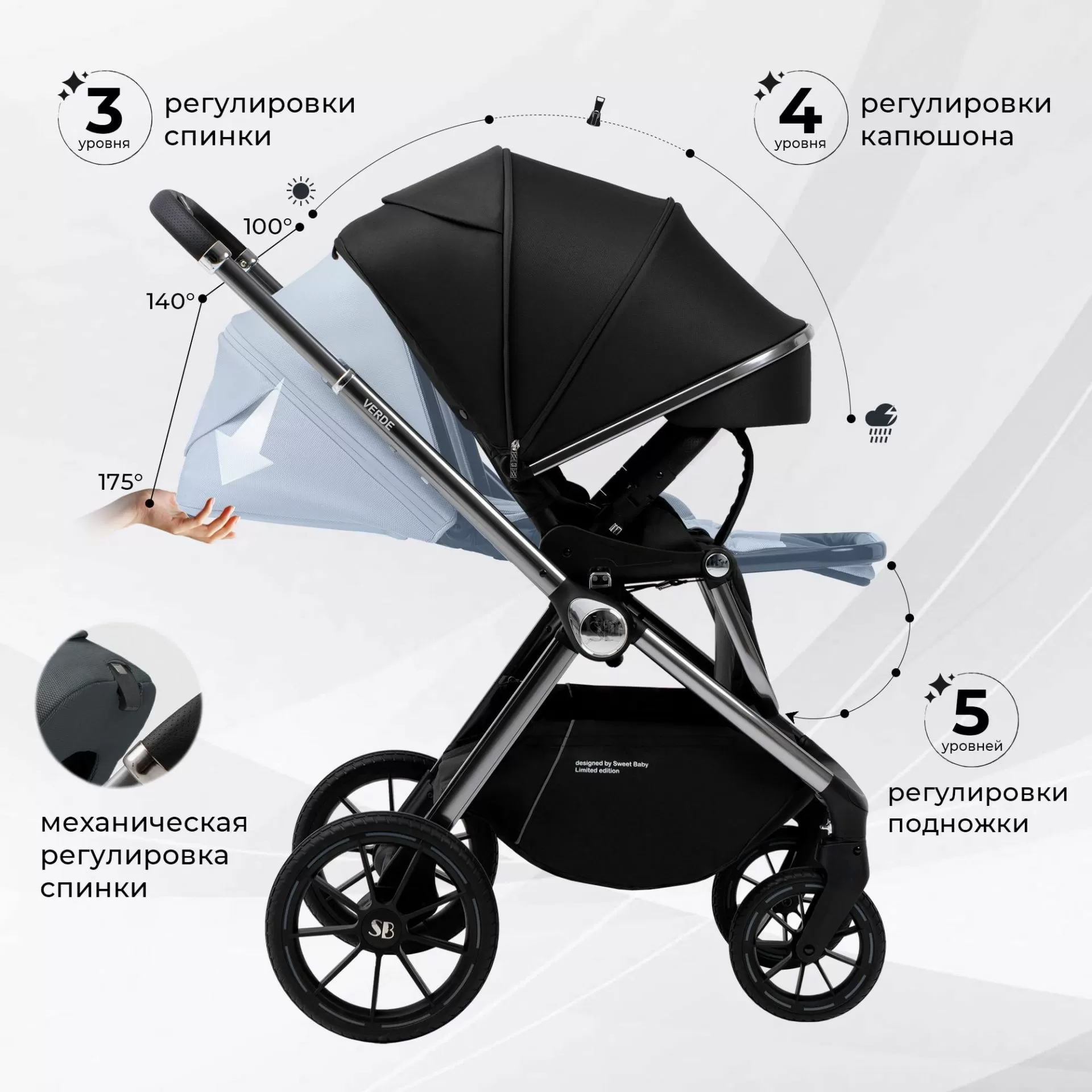 Коляска Sweet Baby Verde Silver Black