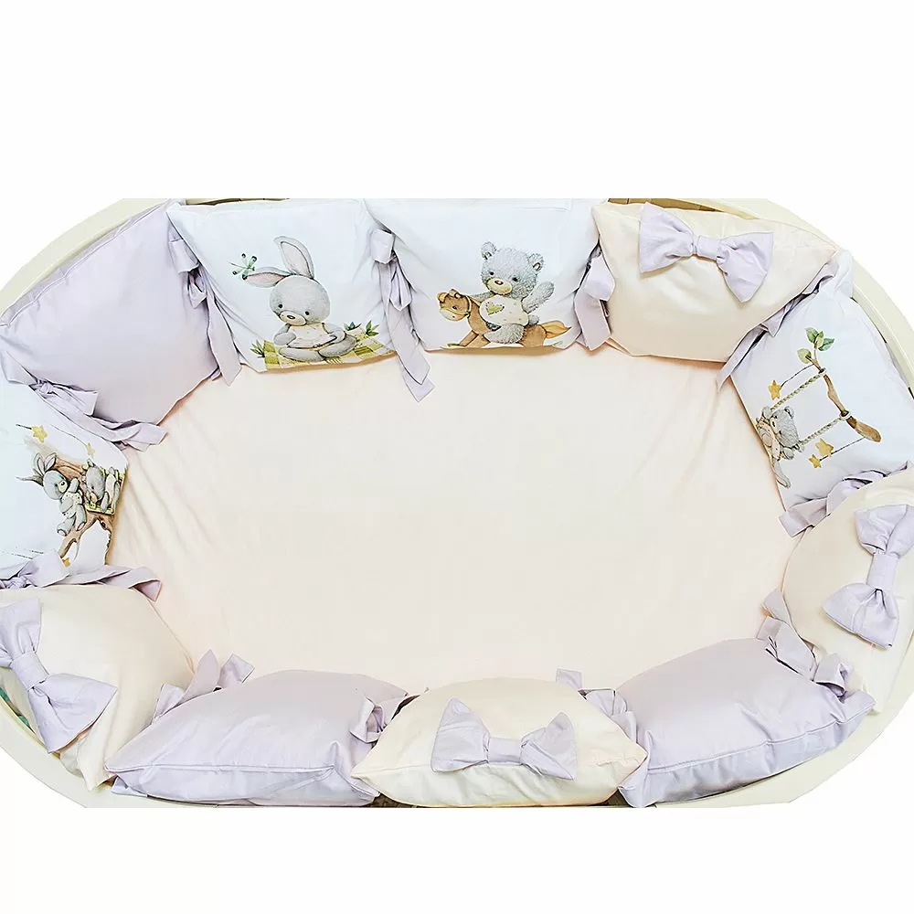 Комплект в кроватку 6 предметов сладкий зайка