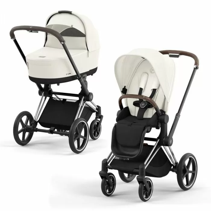 Коляска 2 в 1 Cybex Priam IV шасси Chrome Brown, Off White