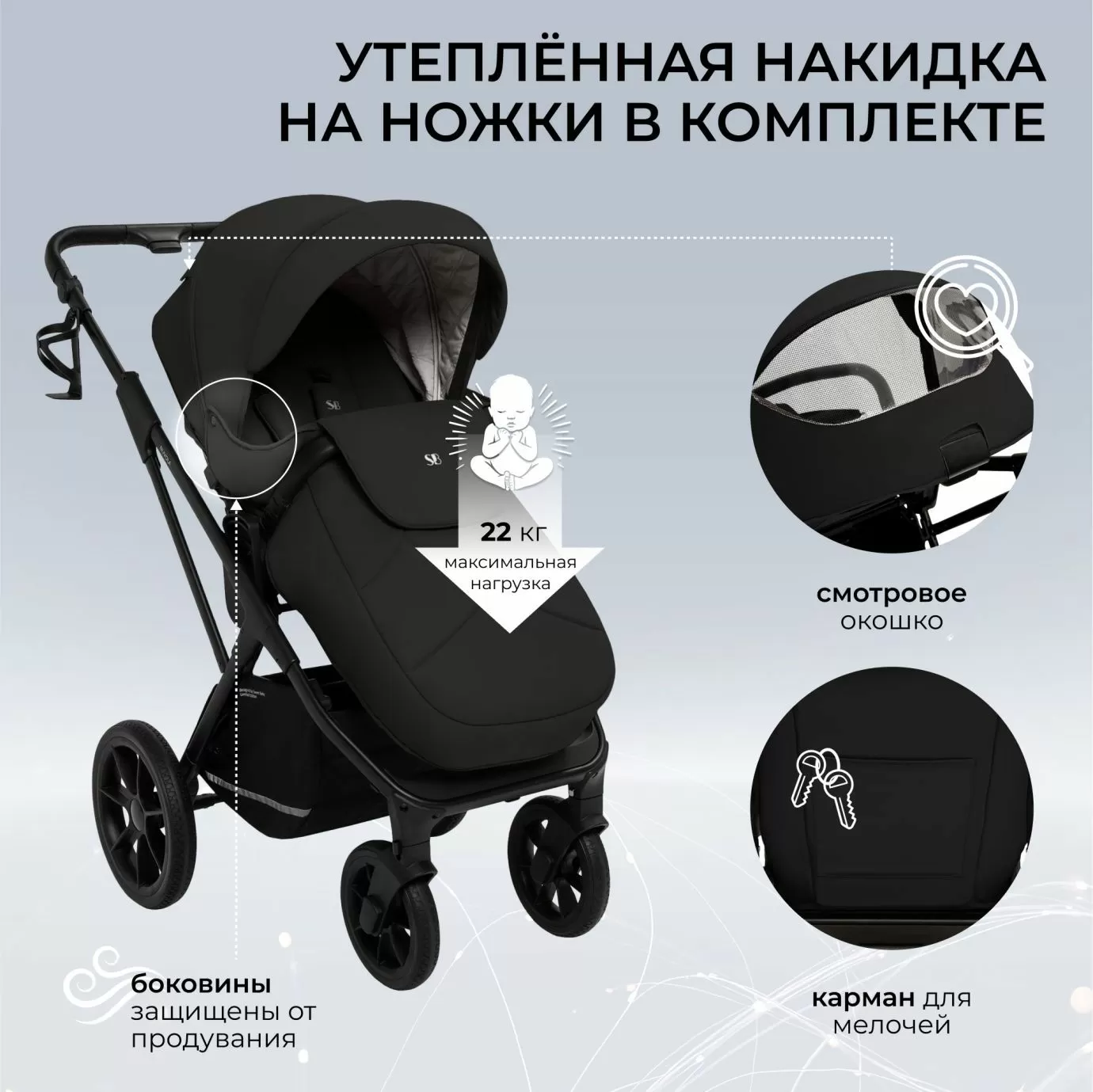 Коляска 2в1 Sweet Baby Nuvola Moon Black