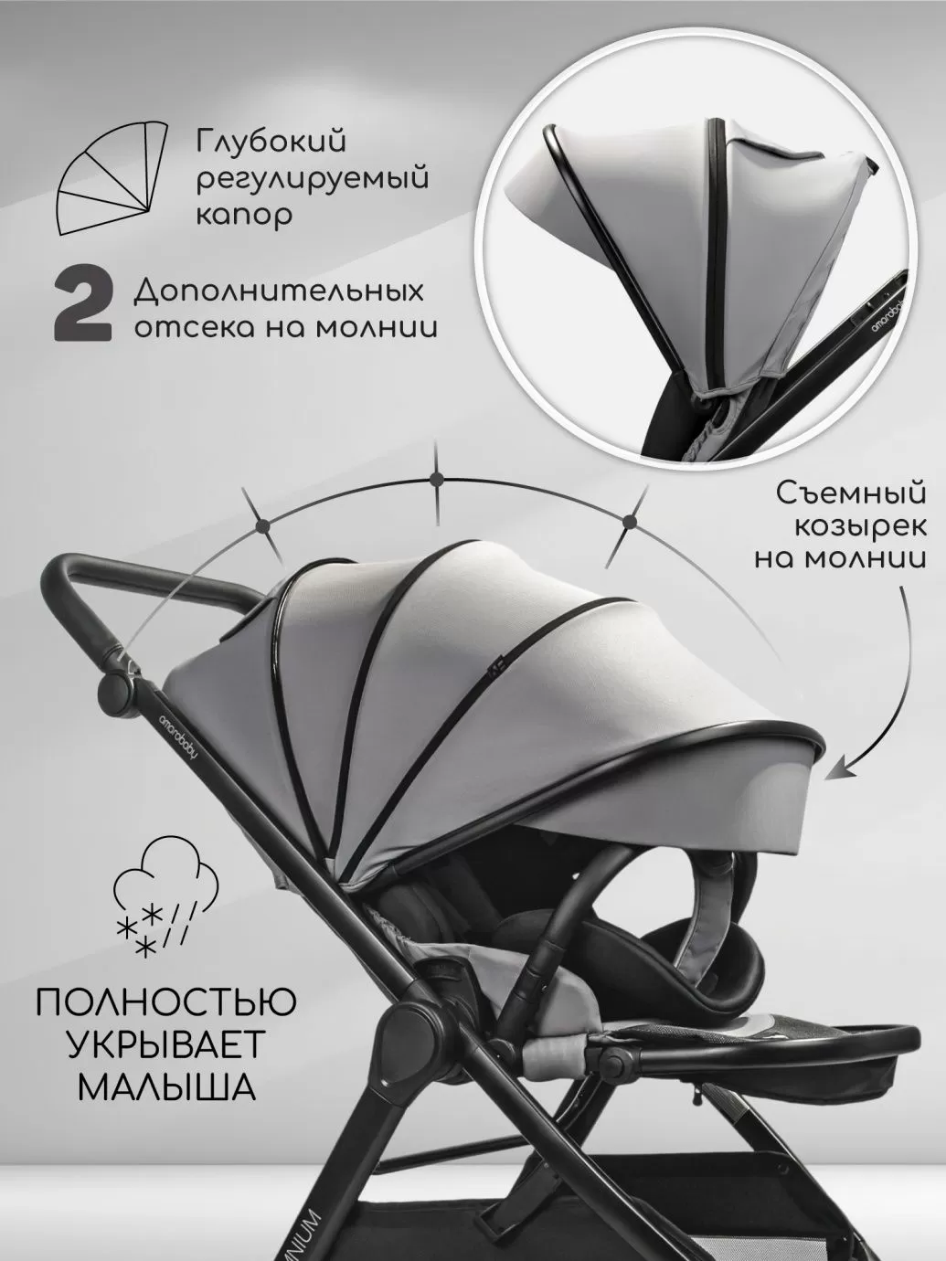 Прогулочная коляска с реверсивным блоком Somnium серый