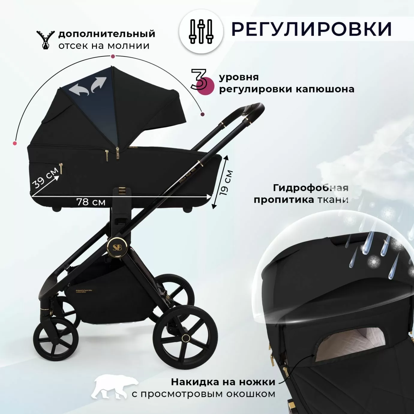 Коляска Sweet Baby Stella Plus Neo Black