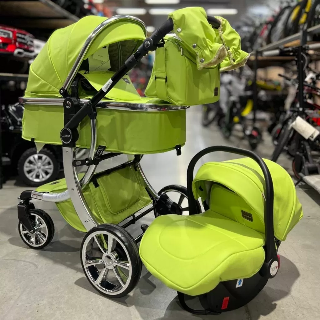 Коляска luxmom 608 3 в 1 салатовая