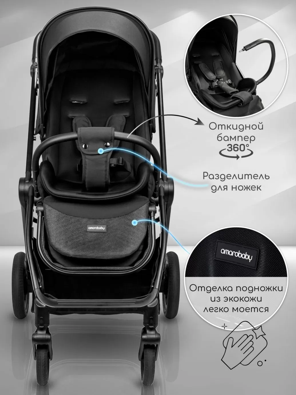 Прогулочная коляска с реверсивным блоком Somnium черная